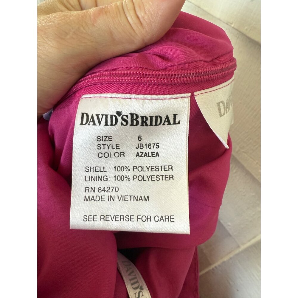 Vintage 90's Fuscia Pink Midi Formal Prom Bridal Dress Tulle Puff Size 6 - Picture 2 of 12